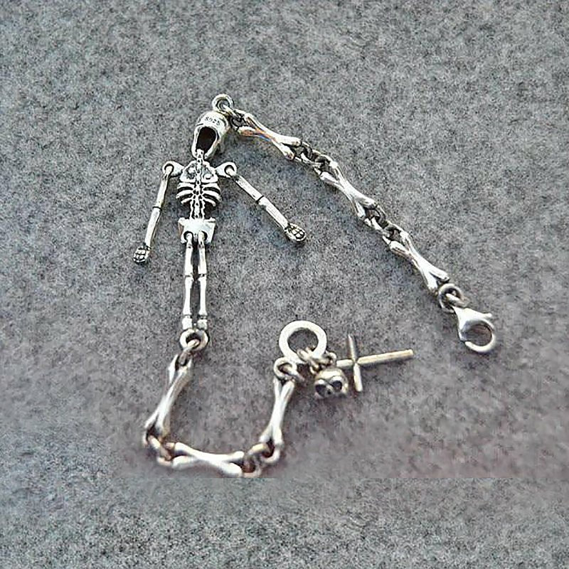 Gothic S925 Silver Skeleton & Cross Bracelet - Ideal Place Market
