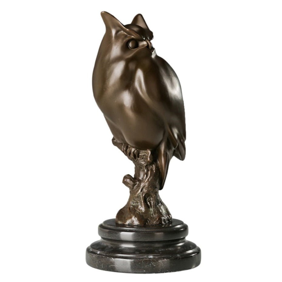 Great Horned Owl Bronze Sculpture on Marble Base - Ideal Place Market
