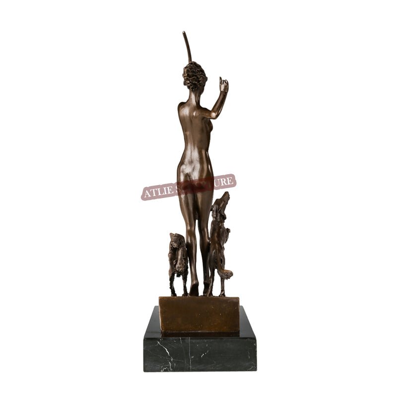 Greek Goddess 'Artemis' Bronze Sculpture with Marble Base - Ideal Place Market