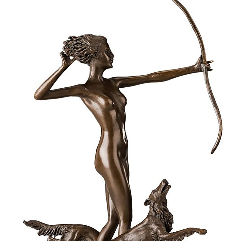 Greek Goddess 'Artemis' Bronze Sculpture with Marble Base - Ideal Place Market