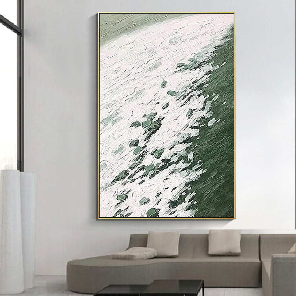 Green Distressed Abstract Canvas Painting - Ideal Place Market