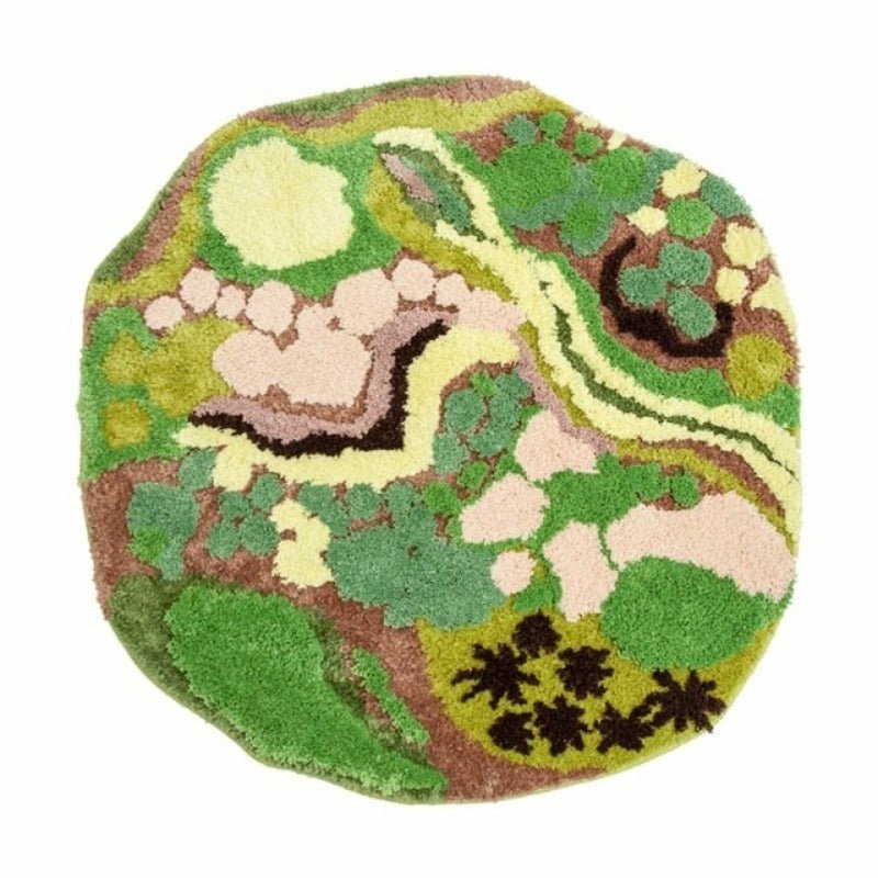 Green Organically Abstract Round Area Rug - Ideal Place Market