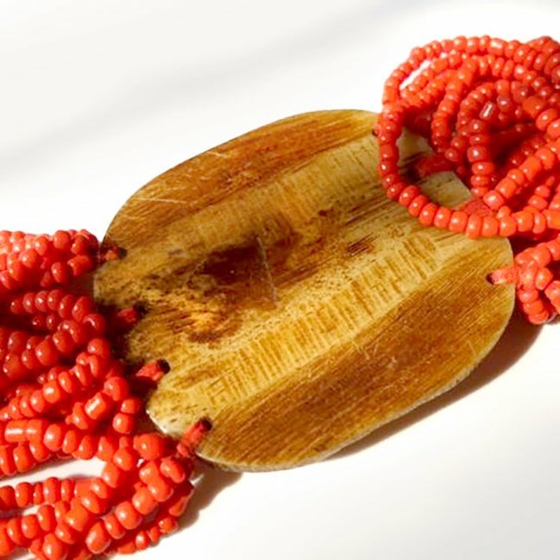 Hand Carved Elephant Pendant and Red Mini Bead Bracelet - Ideal Place Market