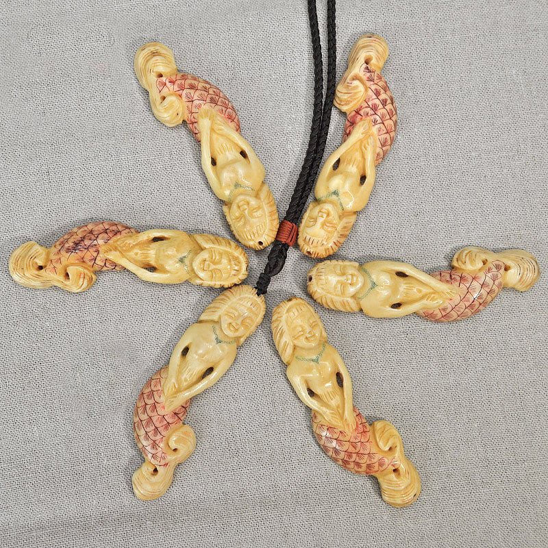 Hand Carved Yak Bone Mermaid Pendant Necklace - Ideal Place Market