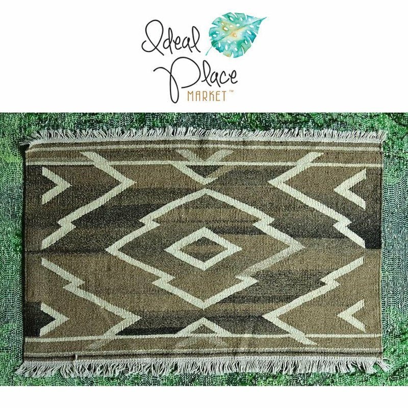 Hand-Crafted 100% Wool Traditional Kilim Bath Mat - Ideal Place Market