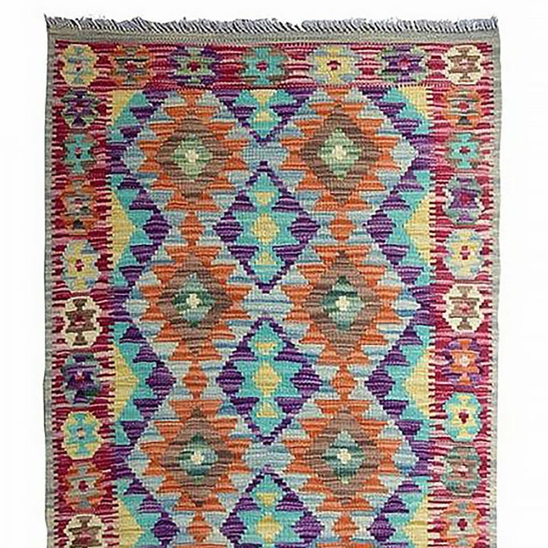 Hand-Crafted Positive Color Flow Kilim Rug in 100% Wool - Ideal Place Market