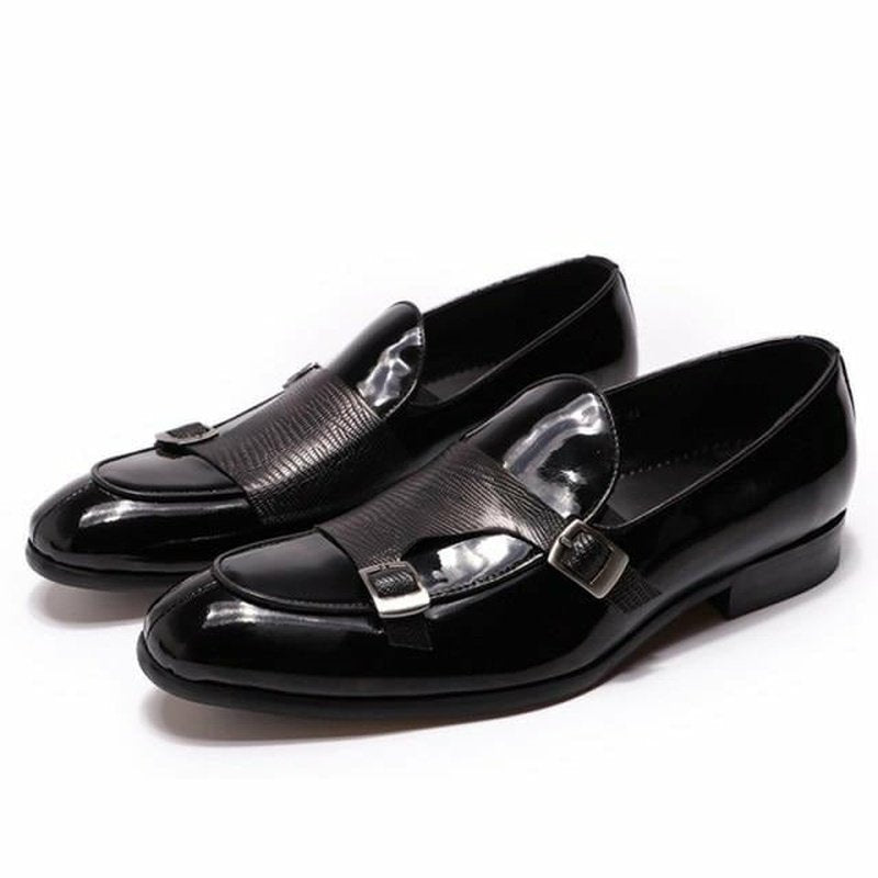 Hand-Crafted Sheepskin Lined Monk-Strap Cowhide Slip-Ons - Ideal Place Market