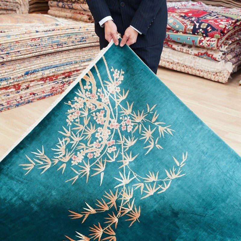Hand-Knotted Bamboo Flora 100% Silk Rug - Ideal Place Market