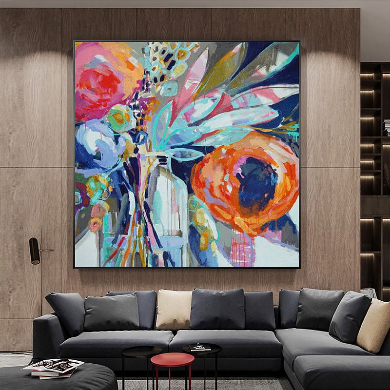 Hand-Painted Abstract Flora on Canvas - Ideal Place Market