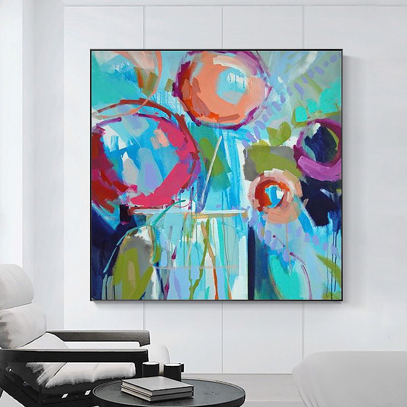 Hand-Painted Abstract Poppies on Canvas - Ideal Place Market