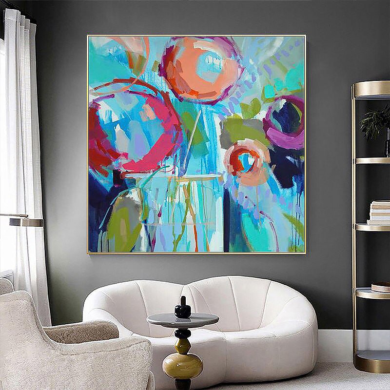 Hand-Painted Abstract Poppies on Canvas - Ideal Place Market