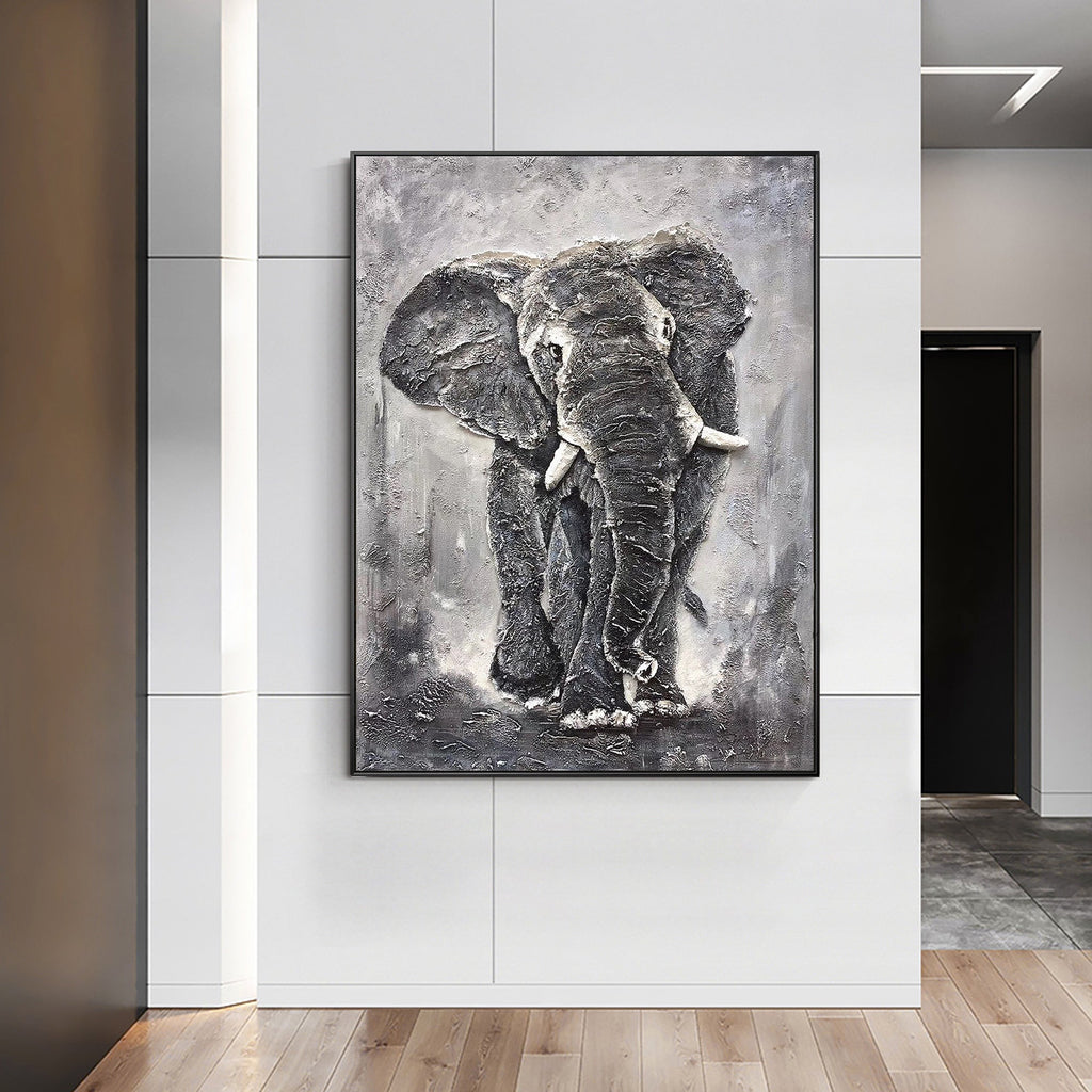 Hand Painted African Bush Elephant on Canvas - Ideal Place Market