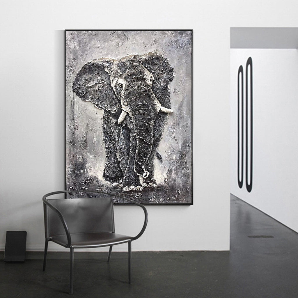 Hand Painted African Bush Elephant on Canvas - Ideal Place Market