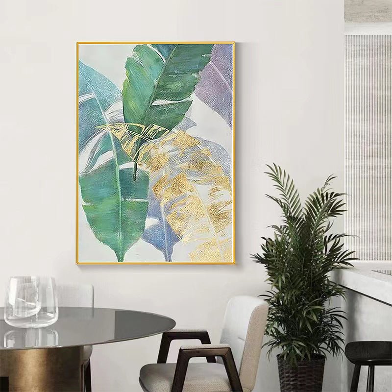 Hand-Painted Banana Leaf Gold Foil Painting - Ideal Place Market