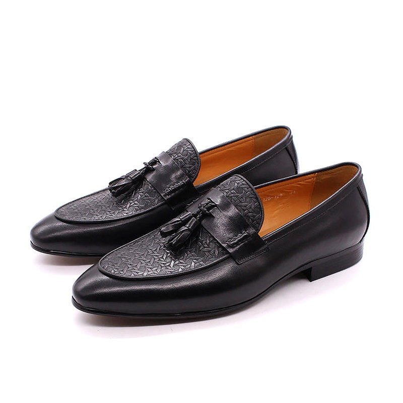Hand Painted Cowhide Tassel Loafers for Men - Ideal Place Market