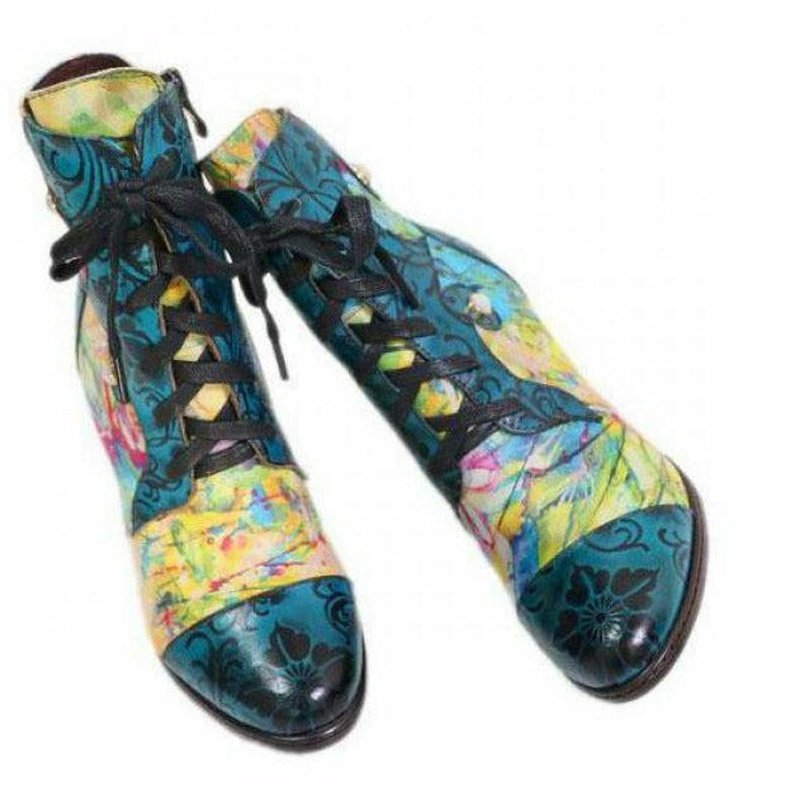 Hand-painted Leather Granny Boots - Ideal Place Market