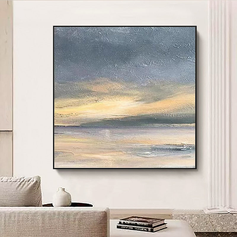 Hand-Painted Minimalist Skyscape Painting on Canvas