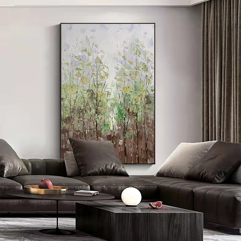 Hand-Painted Minimalist Wooded Acres on Canvas