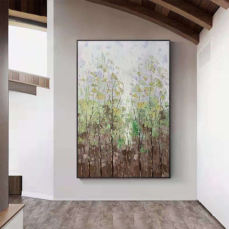 Hand-Painted Minimalist Wooded Acres on Canvas