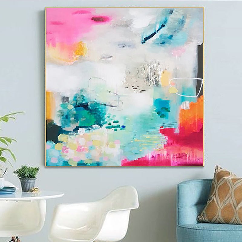 Hand-Painted 'Vivid Vibes' Abstract Oil Painting on Canvas - Ideal Place Market