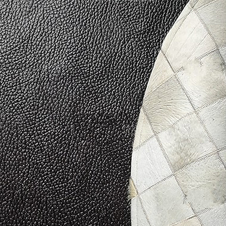 Hand Stitched Hex Patterned Round Cowhide Rug - Ideal Place Market