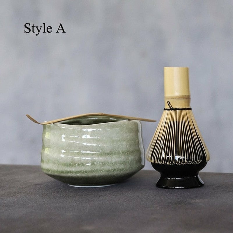Hand Thrown Ceramic Matcha Set with Bamboo Whisk - 5 Colors - Ideal Place Market