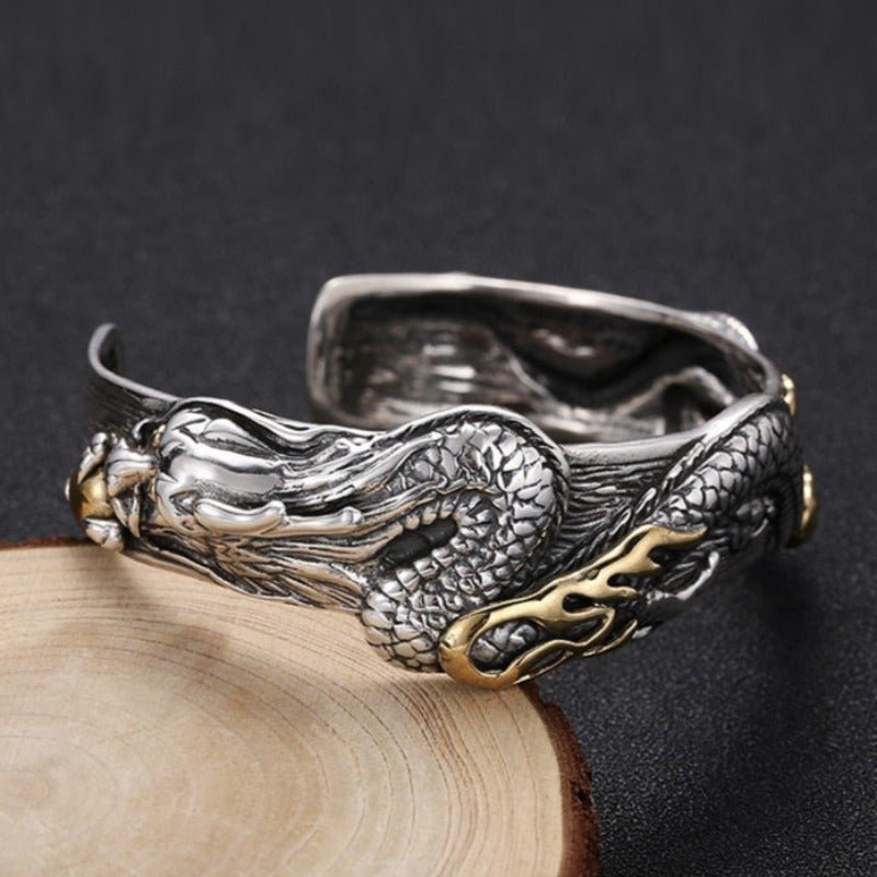 Handcrafted Dragon Bangle in S925 Sterling Silver - Ideal Place Market