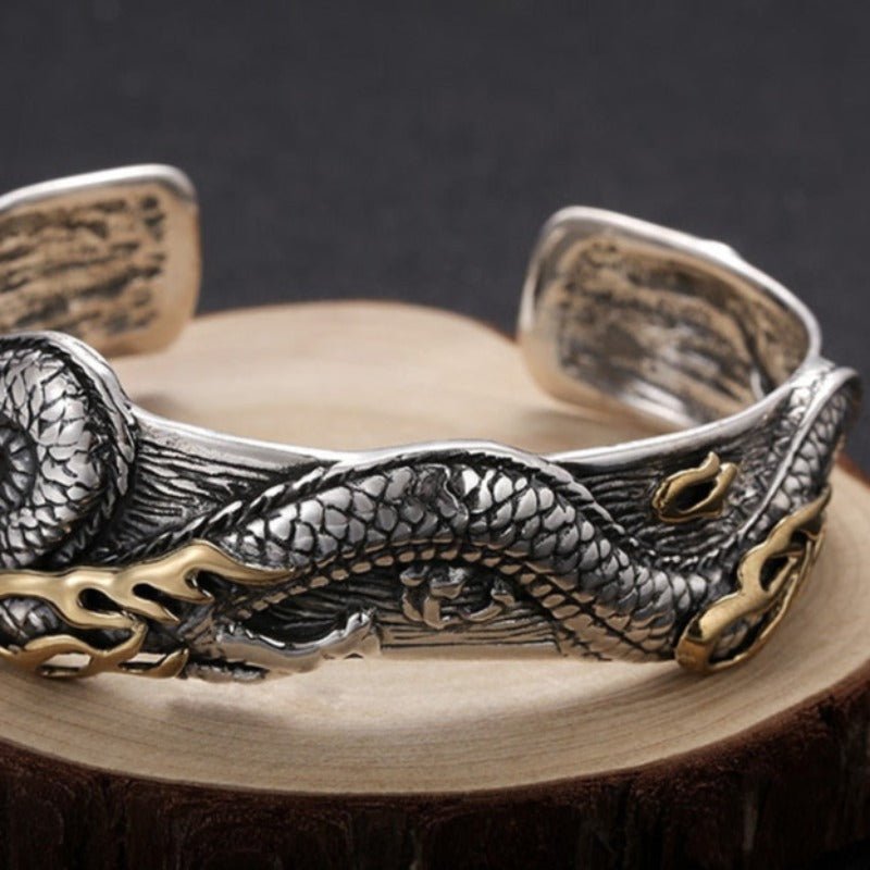Handcrafted Dragon Bangle in S925 Sterling Silver - Ideal Place Market