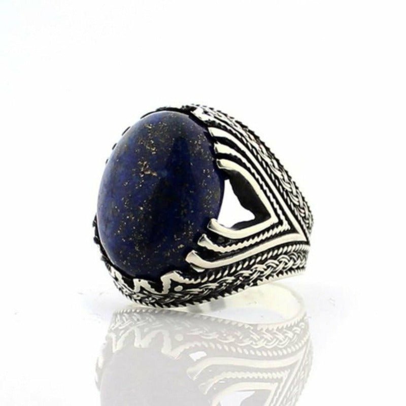 Handcrafted Natural Blue Lapis & Sterling Silver Ring - Ideal Place Market