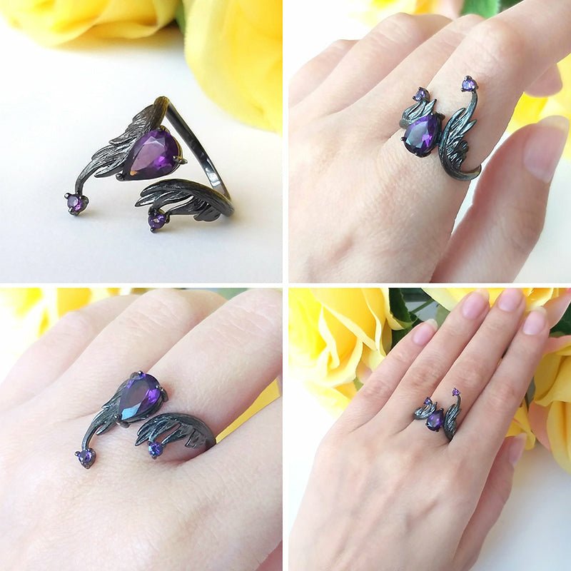 Handmade 1.43ct Natural Amethyst & Silver Adjustable Ring - Ideal Place Market