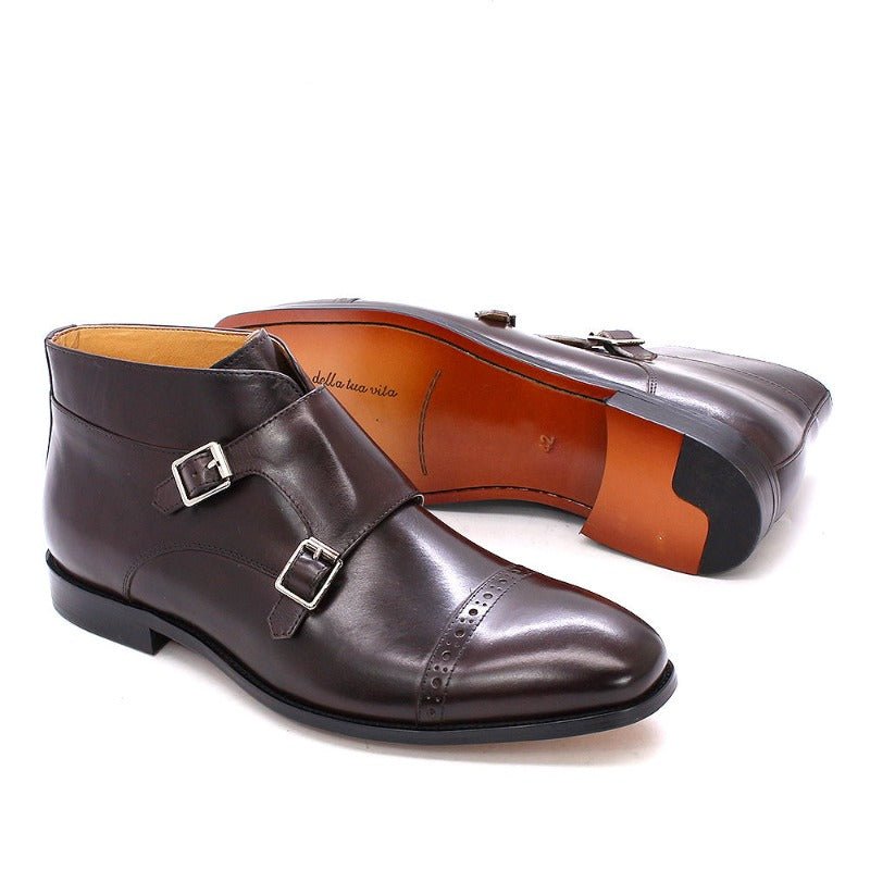 Handmade Buckle-Up Leather Ankle Boots for Men - Ideal Place Market
