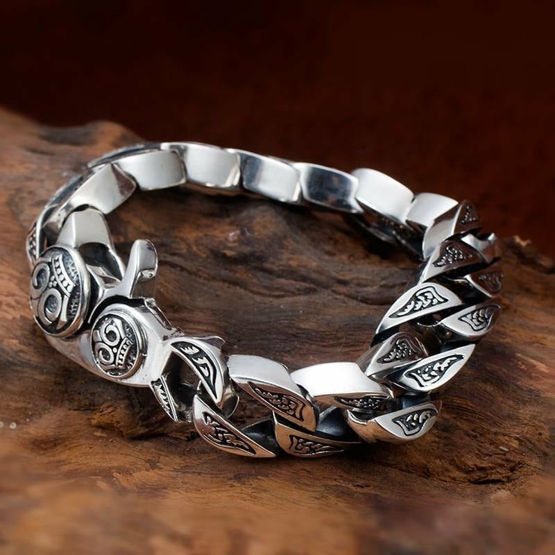 Handmade Crowned Thai Silver Link Bracelet - Ideal Place Market