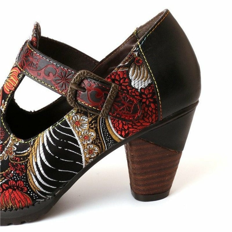 Handmade Embroidered Round Toe Leather Shoes - Ideal Place Market