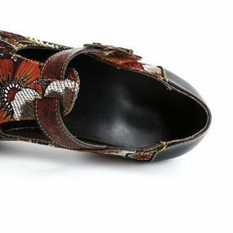 Handmade Embroidered Round Toe Leather Shoes - Ideal Place Market