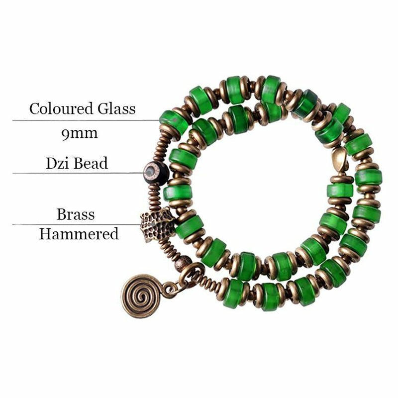 Handmade Glazed Beads & Copper Boho Bracelet - 2 Colors - Ideal Place Market