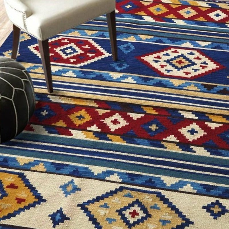 Handmade Moroccan Blue Traditional Kilim Rug in 2 Sizes - Ideal Place Market
