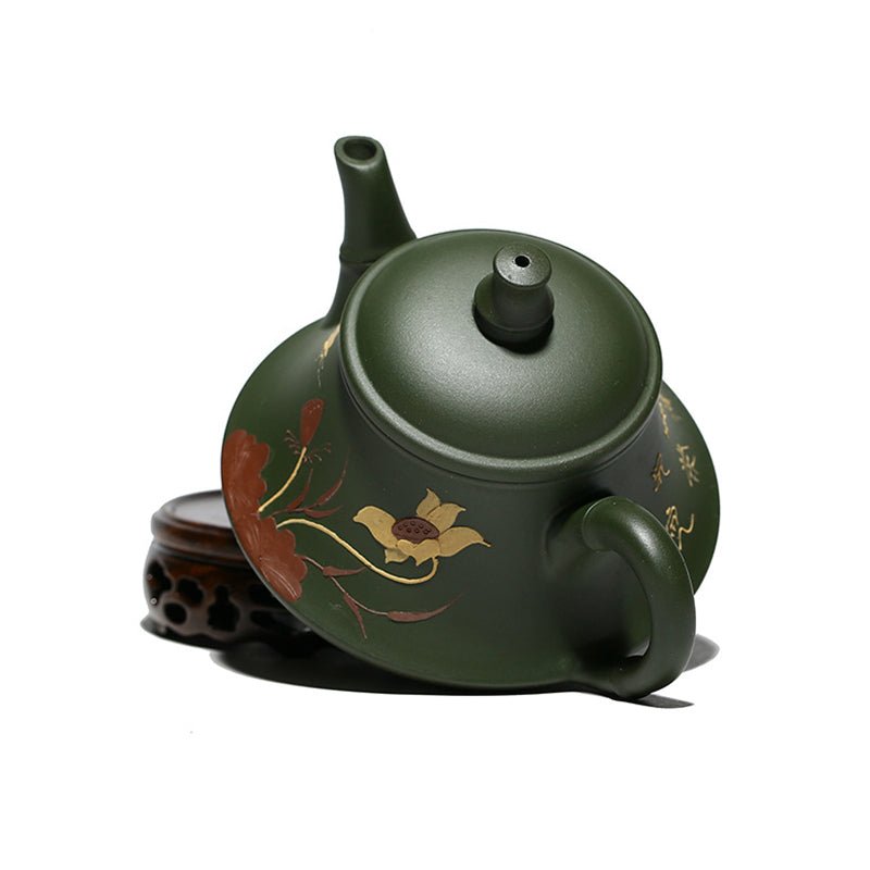 Handmade & Painted Ore Green Yixing Teapot 230ml - Ideal Place Market