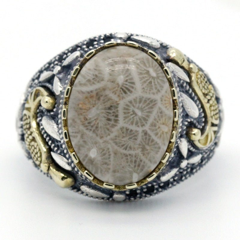 Handmade Petoskey Stone & S925 Silver Ring - Ideal Place Market
