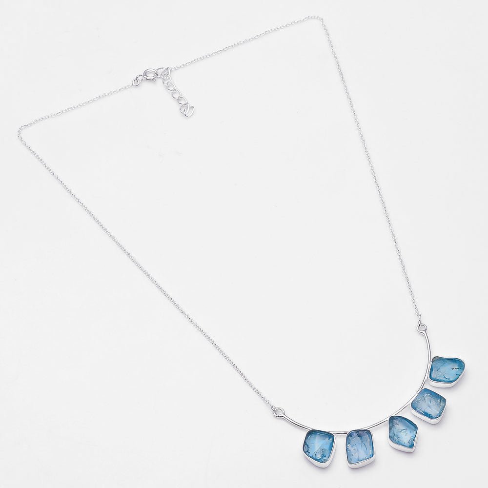 Handmade Rough Blue Apatite S925 Necklace - Ideal Place Market