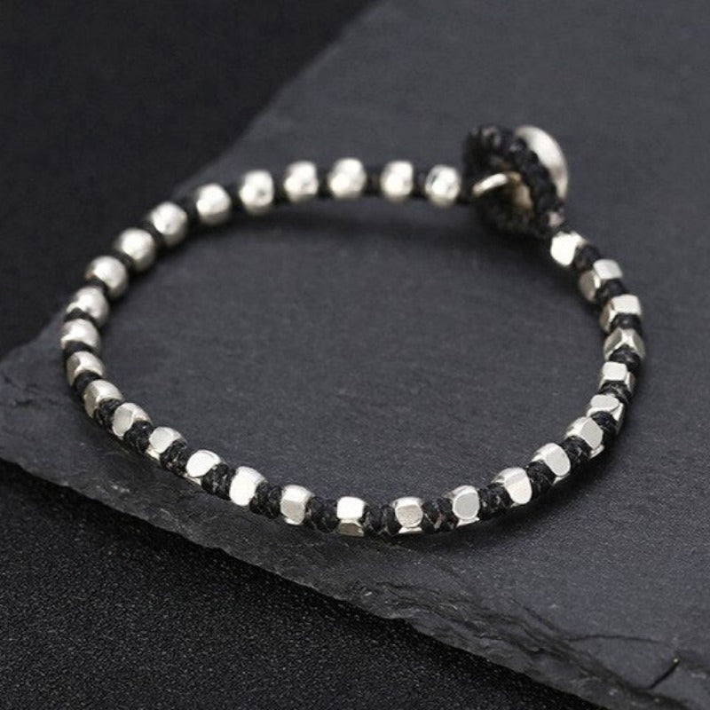 Handmade S925 Silver & Leather Rope Bracelet - Ideal Place Market