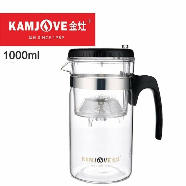 Heat-resistant Glass Teapot with Infuser & Finger-Press Control Valve - 500-1000ml - Ideal Place Market