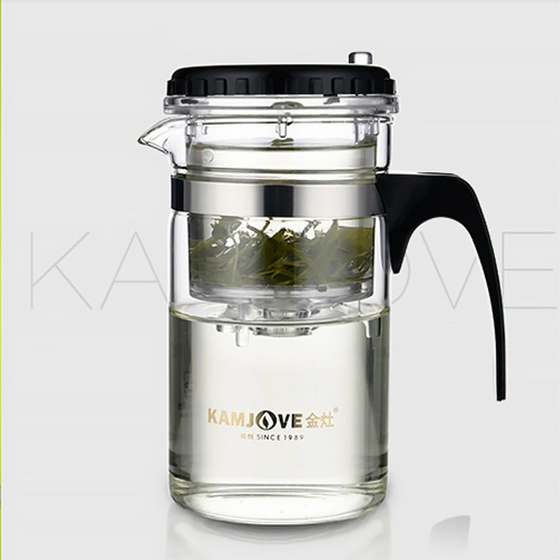 Heat-resistant Glass Teapot with Infuser & Finger-Press Control Valve - 500-1000ml - Ideal Place Market