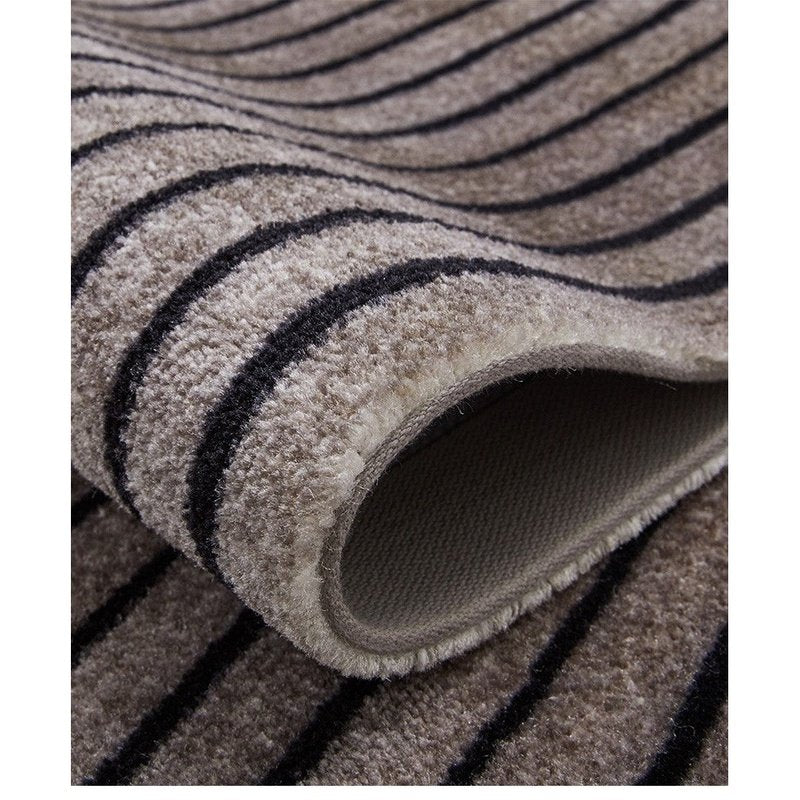 Heather Gray & Black Striped Low Profile Rug - Ideal Place Market