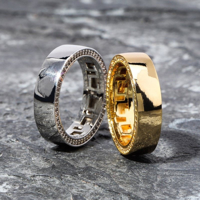 High Sheen Micro Inlaid Zircon Couple Rings - Ideal Place Market