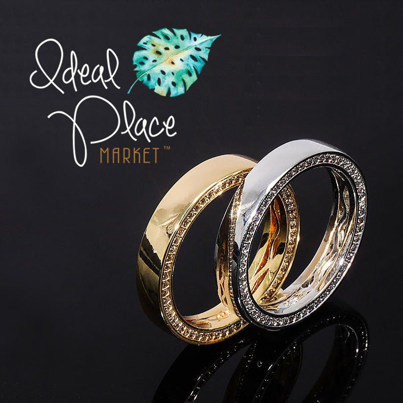 High Sheen Micro Inlaid Zircon Couple Rings - Ideal Place Market