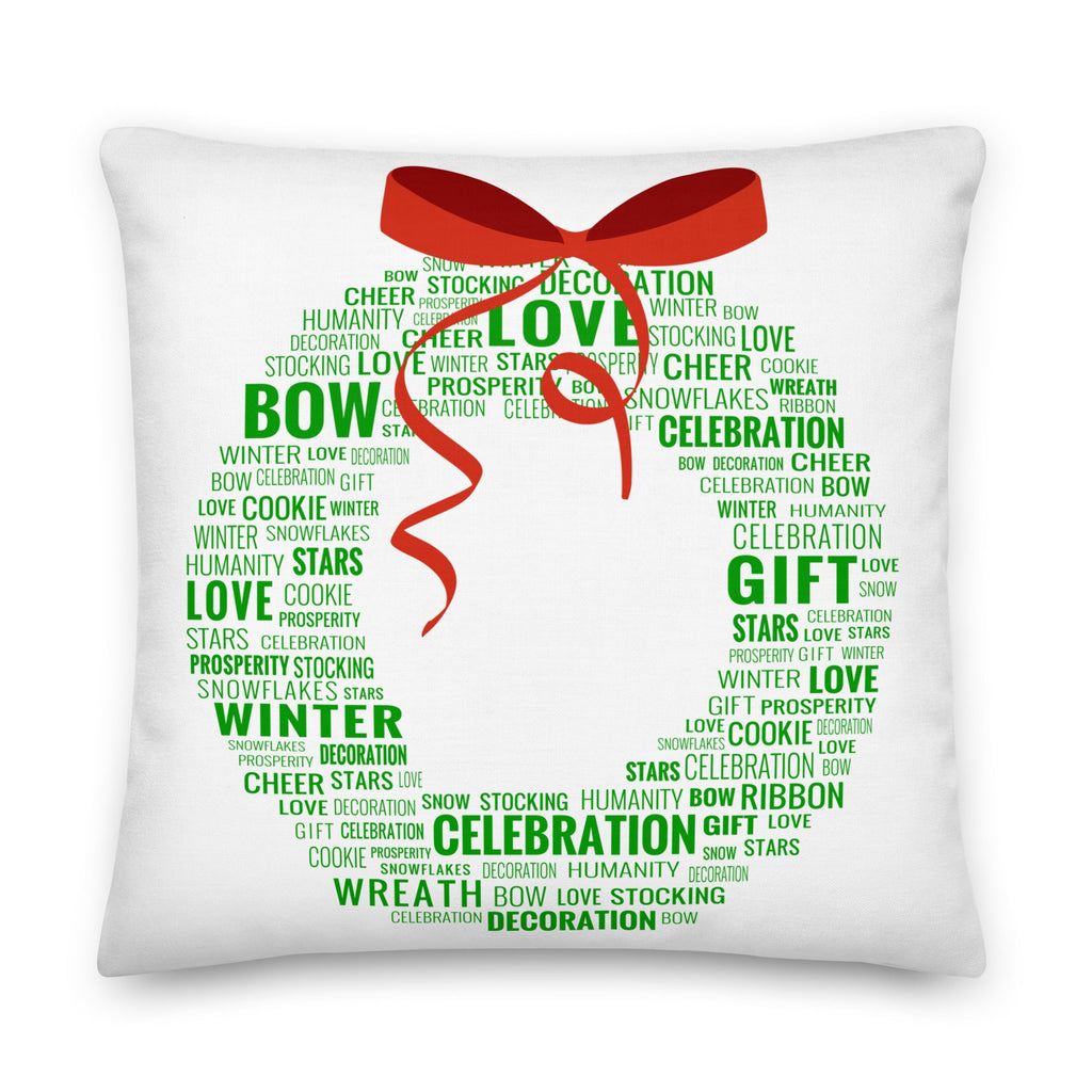 Holiday Wreath Premium Stuffed 2 Sided-Printed Throw Pillows