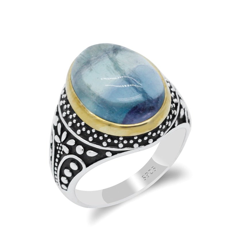 Ice Blue Natural Flourite in Handcrafted S925 Silver Ring - Ideal Place Market