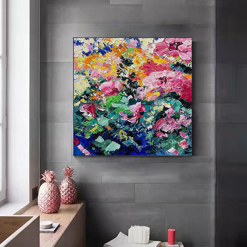Impressionist 'Flower Bouquet' Knife Painting on Canvas - Ideal Place Market