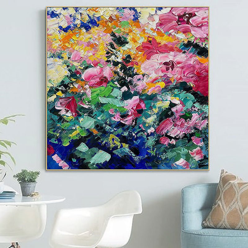 Impressionist 'Flower Bouquet' Knife Painting on Canvas - Ideal Place Market
