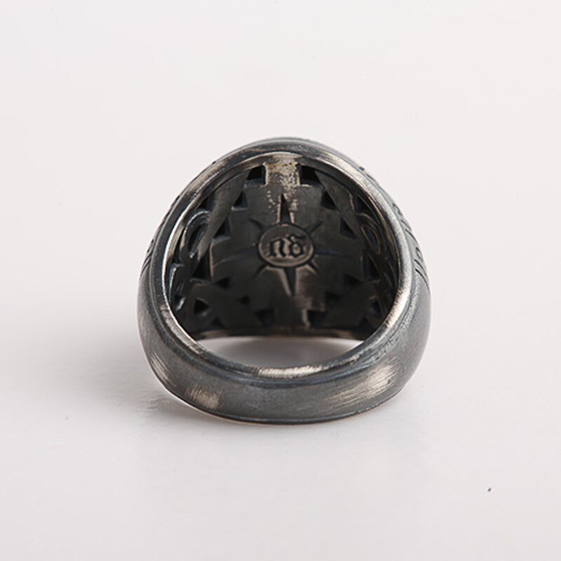 Indian Etched Sterling Silver Turquoise Inlaid Ring - Ideal Place Market